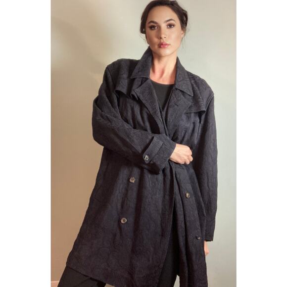 Dries Van Noten Jackets & Blazers - Dries Van Noten ~ BEAUTIFUL Utility Trench Coat Embroidered Navy ~ Sz Large
